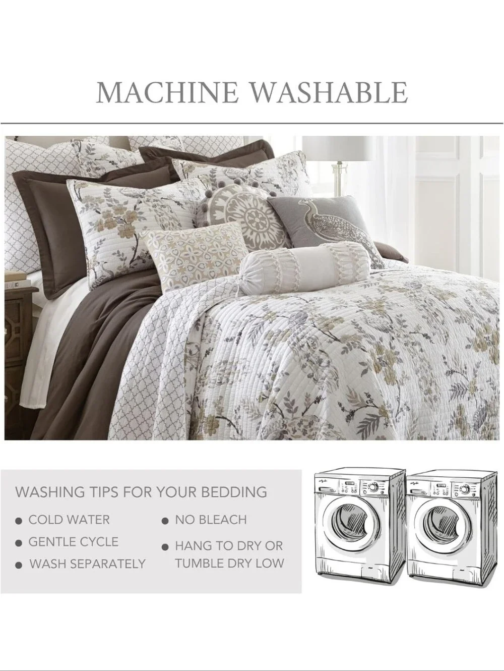 Levtex Home Pisa Reversible Full/Queen Quilt Set (88x92in) with 2 Pillow Shams